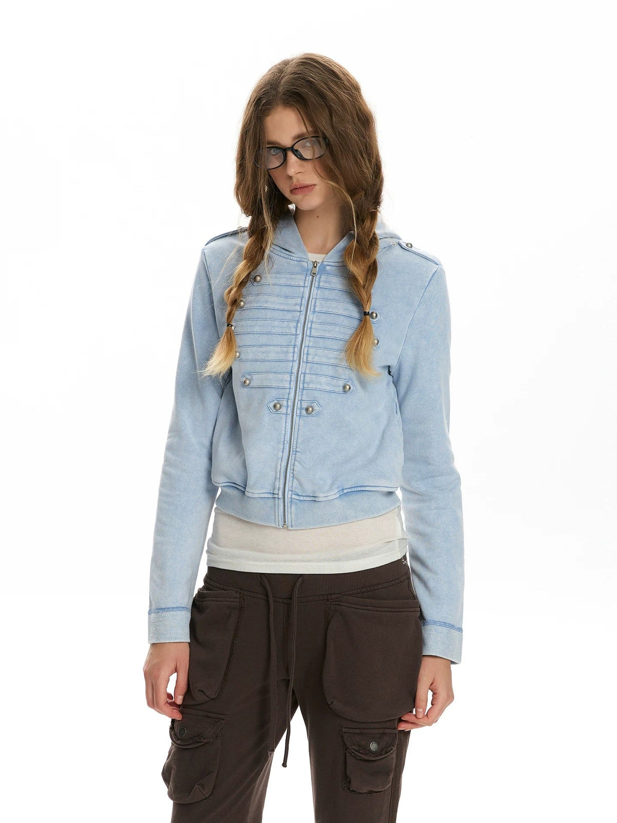 Vintage Washed Napoleon Cropped Hoodie